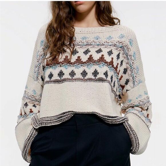 ZARA Jacquard Sweater Made with Italian Yarn size medium - Picture 10 of 10